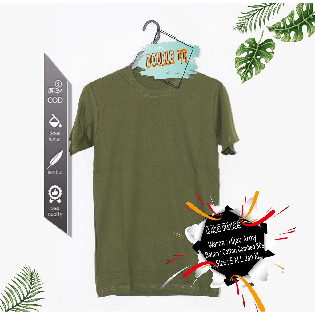 DISTRO KAOS POLOS  COTTON 100%, COMBED 30S  PRIA/WANITA BANYAK WARNA HIJAU BOTOL HIJAU ARMY HIJAU TOSCA HIJAU FUJI HIJAU STABILO