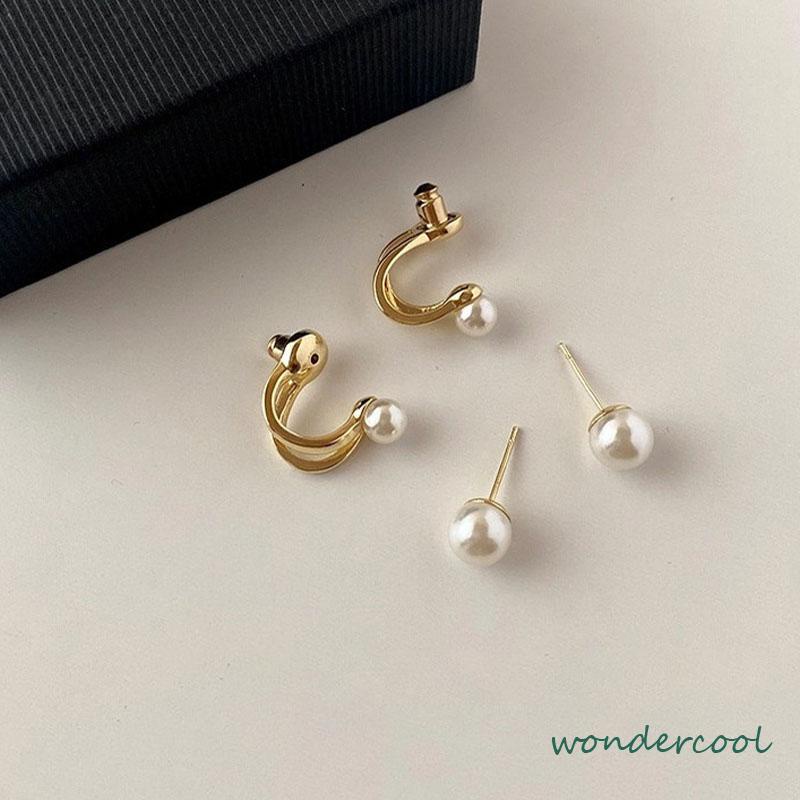 Anting Stacey Flecher Pearl 2 Mutiara Gaya Korea Untuk Wanita -Won