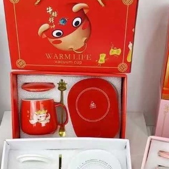 [GARANSI PECAH] [FREE BUBBLE] JY 110 Penghangat Pemanas Kopi Teh +Gelas+Sendok(dapat gift bag) Hadiah kado unik merid-merah