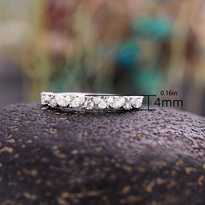 Cincin Jari Warna Silver Hias Batu CZ Untuk Wanita