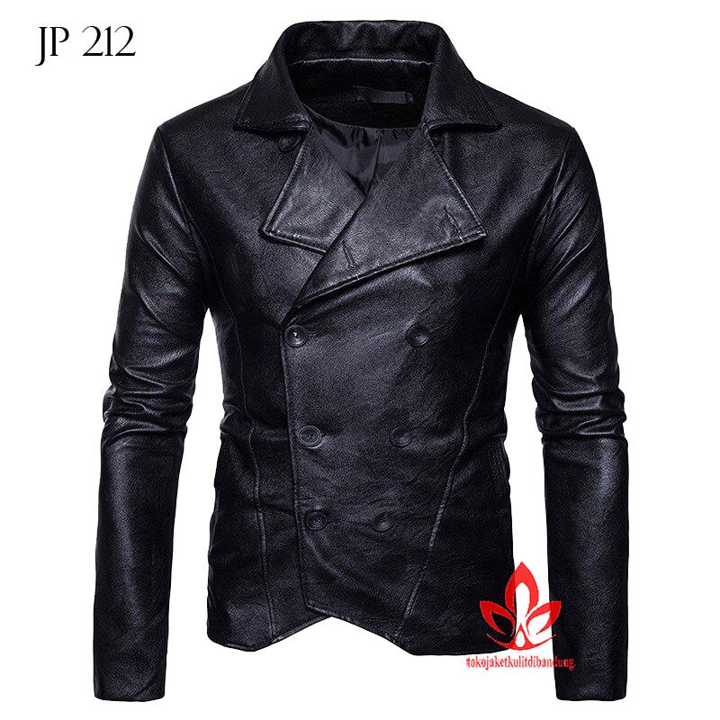 (COD) Jaket Kulit Imitasi Super Bandung Premium Semi Kulit Pria - JP 212