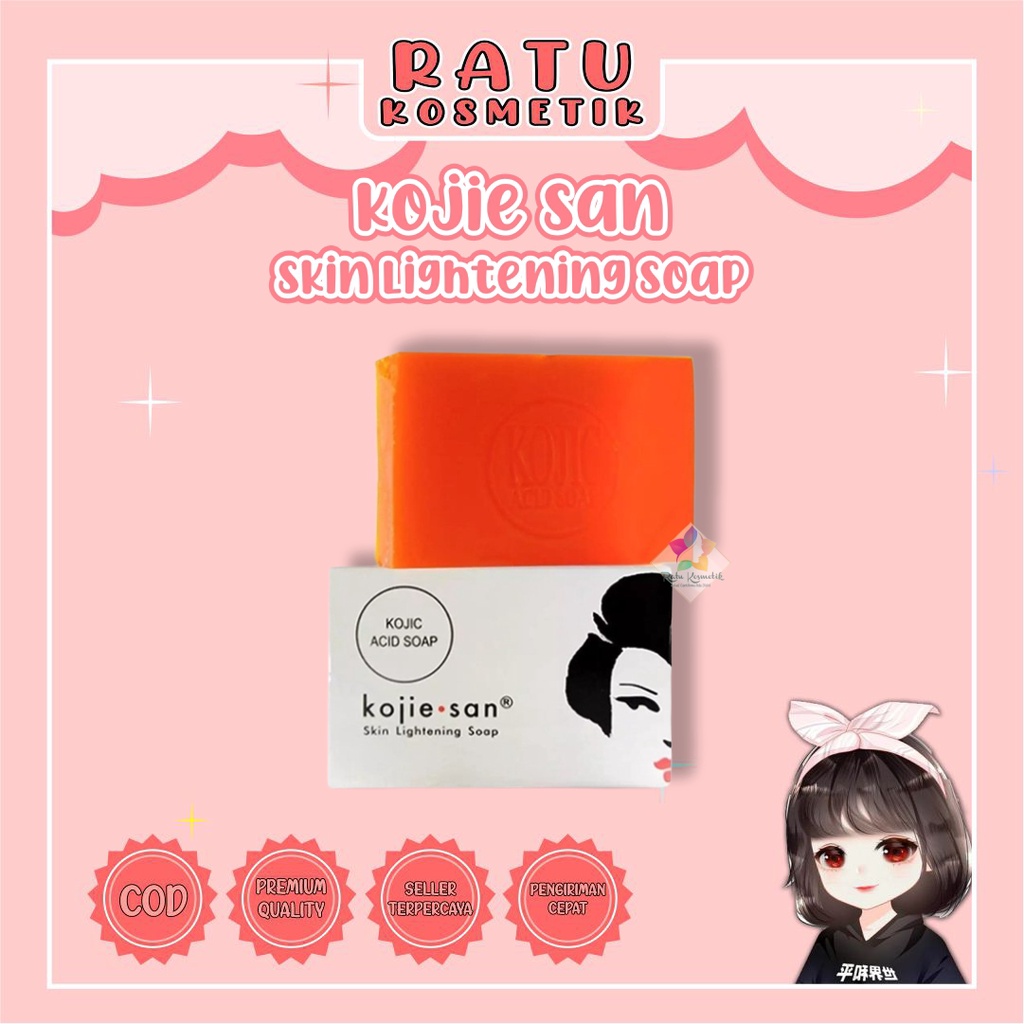 ❤ RATU ❤ Kojie San Skin Lightening Soap | Kojic Acid Kojisan 65g | Sabun Pemutih Badan | Goats Milk | Brightening | Transparent (✔️BPOM)