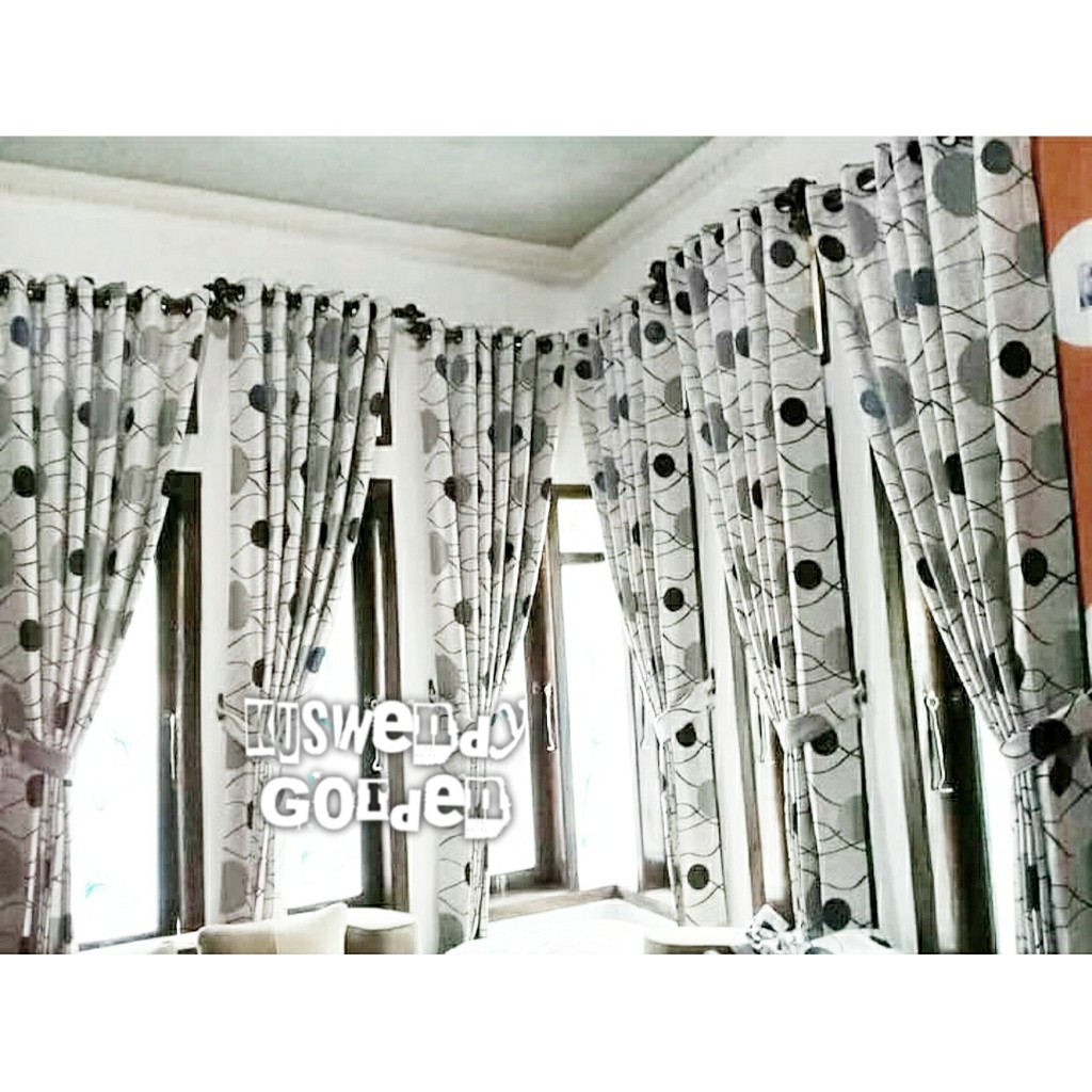 Gorden Blackout Polkadot 100 x 300 cm Tinggi 3 meter Hordeng Jendela Pintu Tirai Minimalis