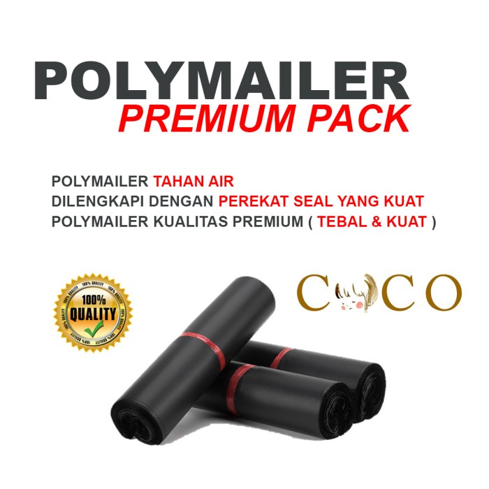 

Ginger- PLASTIK POLYMAILER WARNA 28 x 42 Premium Tebal Lengkap Plastik Kantong - Hitam