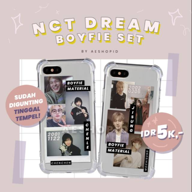 (NC-002) DIY sticker case NCT Dream boyfie pack tumblr aesthetic stiker hp kpop 127 jeno jisung chenle jaemin