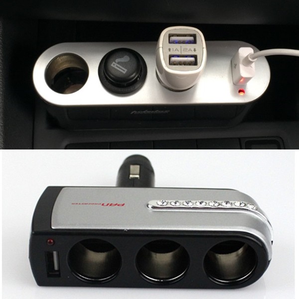 Tanpa Kabel 2 Port Extension Pemantik Rokok Colokan Socket 12V/24V Car Cigarette Lighter USB Power