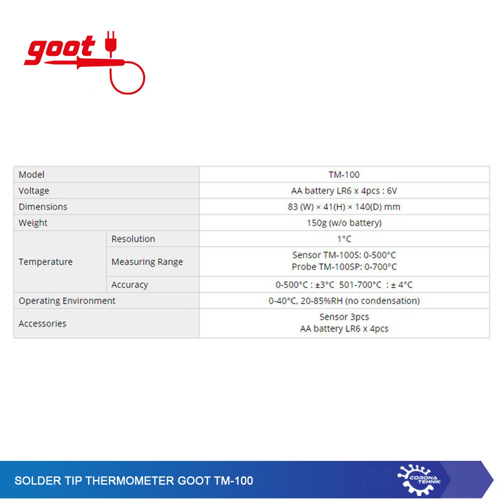 Solder Tip Thermometer Goot TM-100