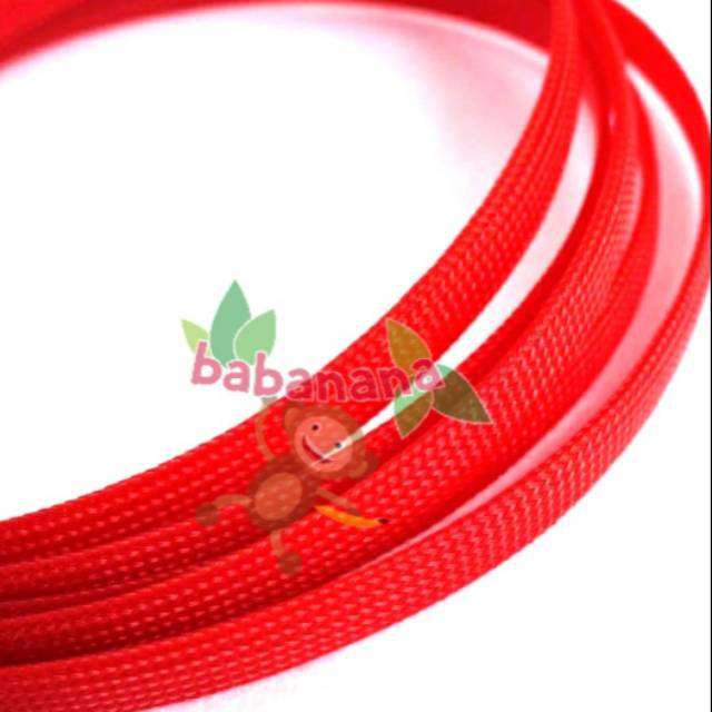 Pembungkus kabel 8 mm merah cable sleeve braided nylon