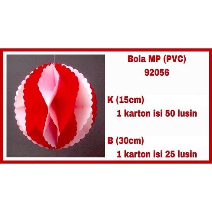 Lampion / bola hias gantung / merah putih / 17 agustus / HUT RI / 15cm