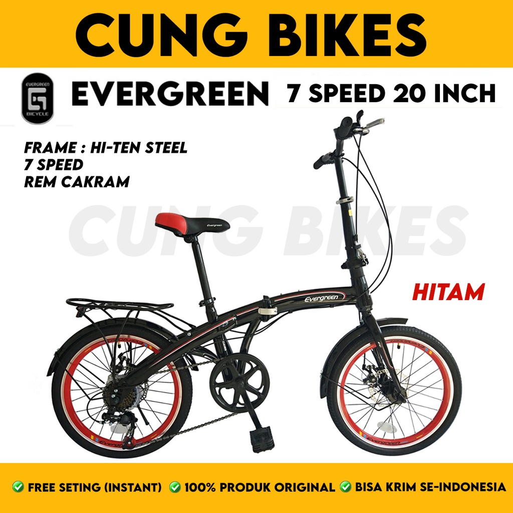 SEPEDA LIPAT 20 Inch EVERGREEN BEARING 7 SPEED dan Single Speed