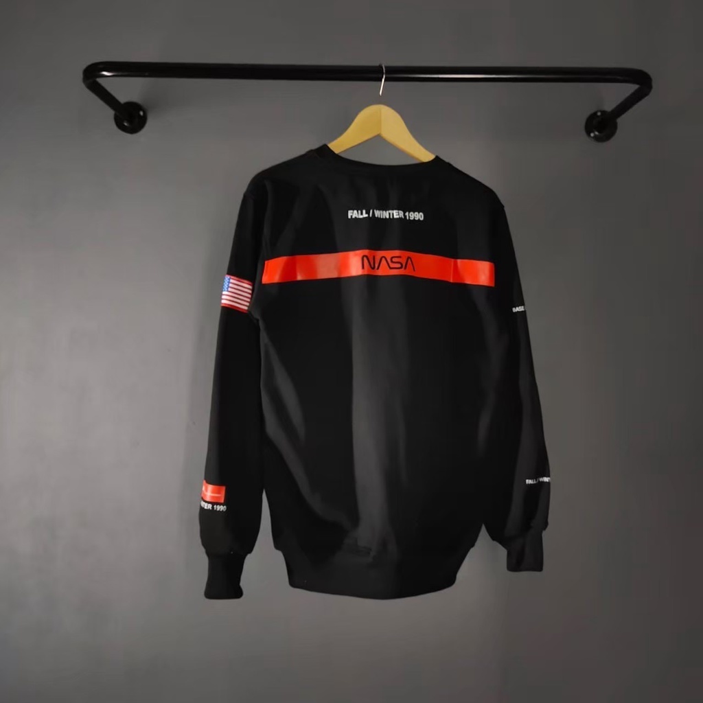 Sweater Crewneck NASA Heron Preston / Sweater NASA Original - unisex-/ Sweater Nasa Plat Terbaru - Warna Hitam Putih Dan Abu / Sweater Nasa terbaru Full Tag
