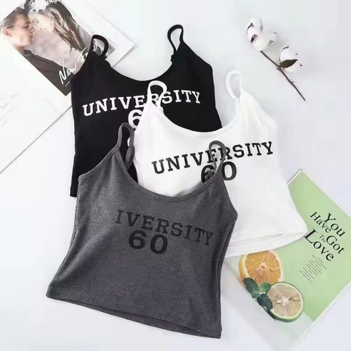 ✅𝐅𝐎𝐈𝐒𝐒® Bra Tank Top Streetwear Women Atasan Kamisol Crop Top Cetak Huruf Tanpa Lengan 1208