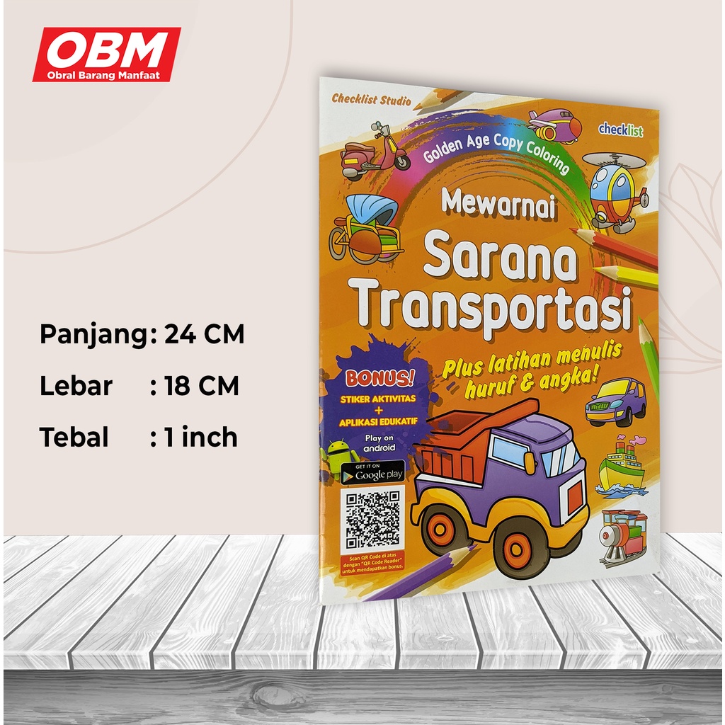 BUKU ANAK - GOLDEN AGE COPY COLORING MEWARNAI SARANA TRANSPORTASI