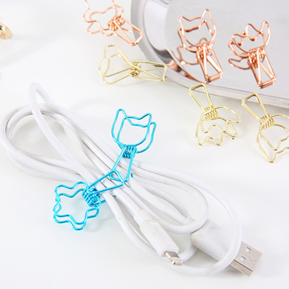 6pcs/set Klip Binder Desain Hollow Out Bahan Metal Warna Polos Untuk Dekorasi Kantor/Sekolah