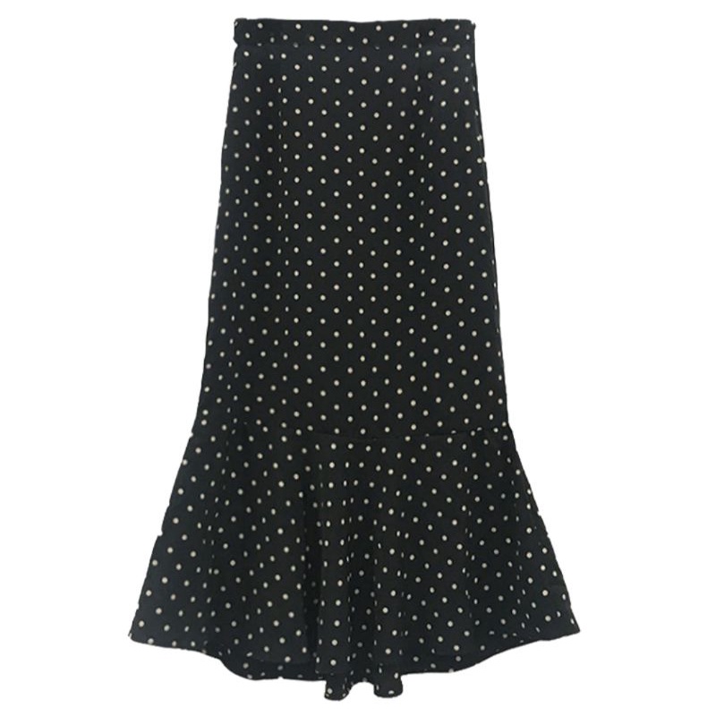 SKIRT POLKA MERMAID.PEPLUM.ROK WANITA KOREAN STYLE FIT TO XL-MERMAID POLKA BLACK