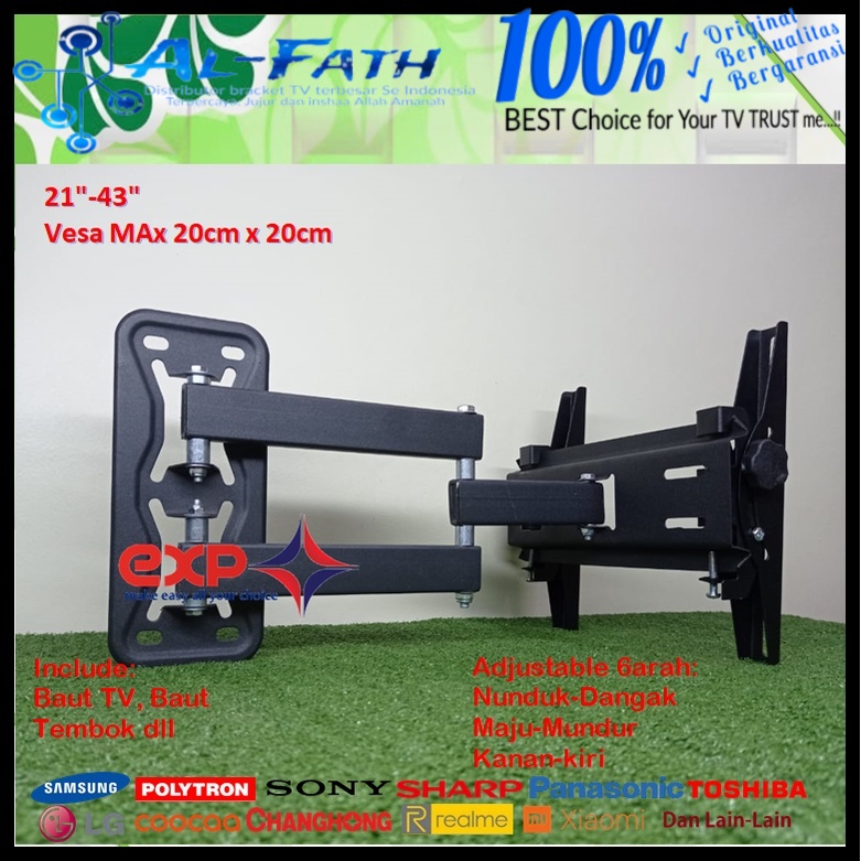 Bracket TV SONY 14 s/d 43 inch 6 ARAH FULL BESI SUPER KOKOH GARANSI 100% ORI