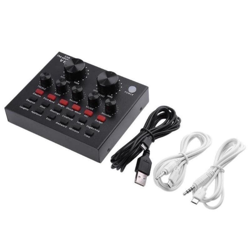 PAKET KAROKE SOUNDCARD V8 Live BROADCAST Recording MIXER BLUETOOTH / SOUND CARD V8 microphone