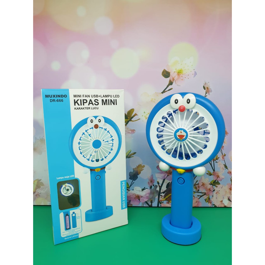 MINIFAN KIPAS ANGIN LAMPU LED DORAEMON HELLO KITTY / KIPAS ANGIN PORTABLE USB CHARGER PRAKTIS LUCU