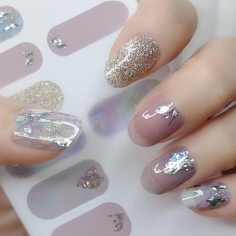 AUGUSTINA Agustina Self-Adhesive Nail Stiker Bronzing Dekorasi Kuku Nail Art Sliders Imitasi Bor DIY Nail Decals