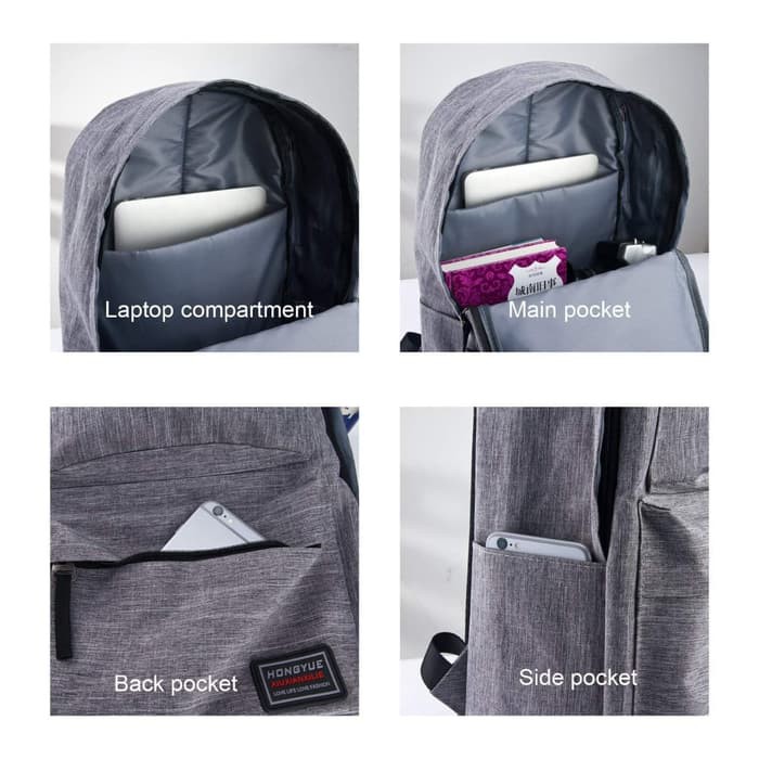 Tas Punggung Import B207 Ransel Pria Kanvas Backpack With Usb Port