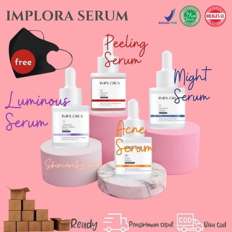 SERUM IMPLORA UNTUK KERUTAN PEELING WAJAH GLOWING BEKAS JERAWAT FLEK HITAM KULIT KERING KUSAM