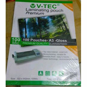

Plastik Laminasi Vtec Laminating Panas A3 V-TEC Laminating Pouch Premium Glossy