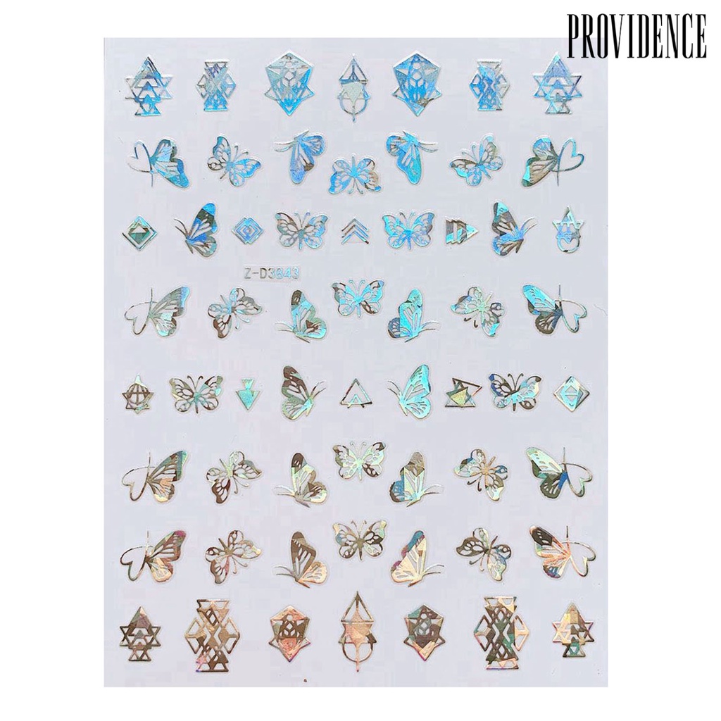 Providence Butterfly  Nail Stickers Symphony Color Eye-catching Craft Decoration Holographic Butterfly Nail Art Sticker for Girl