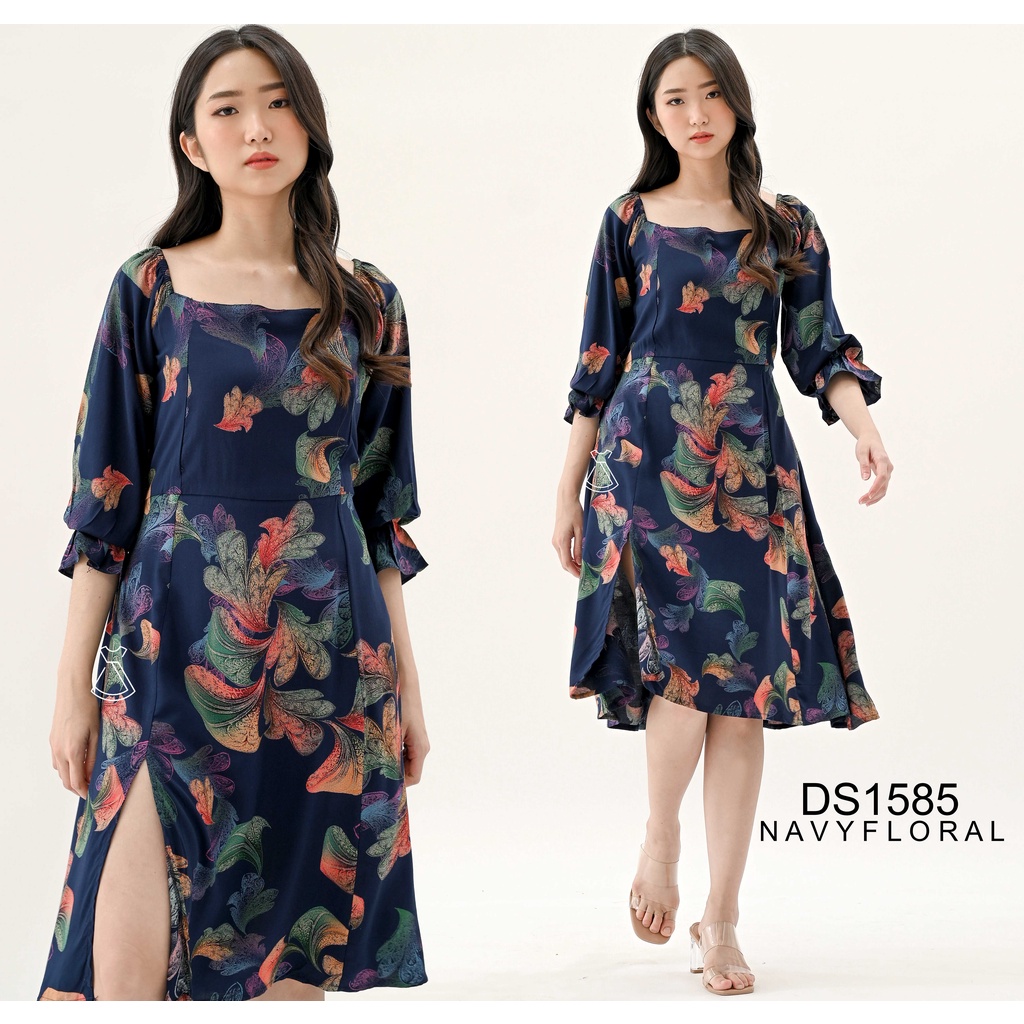 DS1585 - Dress Rayon Korean Look Dress Midi Casual