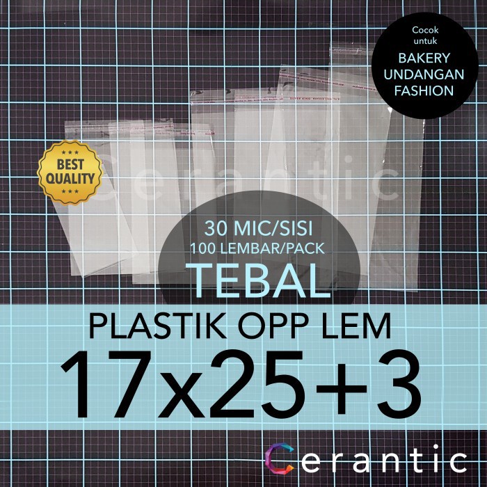 OPP LEM 17 x 25 +3 cm Plastik Bening Seal Bungkus Roti Undangan 17x25