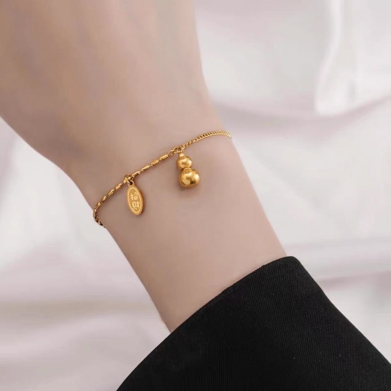 Gelang Titanium Lucky Keberuntungan Gold Korea Fashion Style Trending