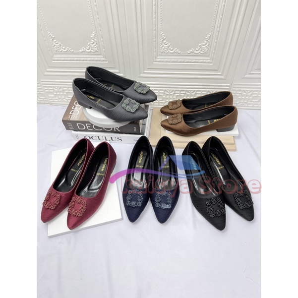 KSY16 sepatu kerja sepatu formal/casual wanita bahan satin 2 cm B71
