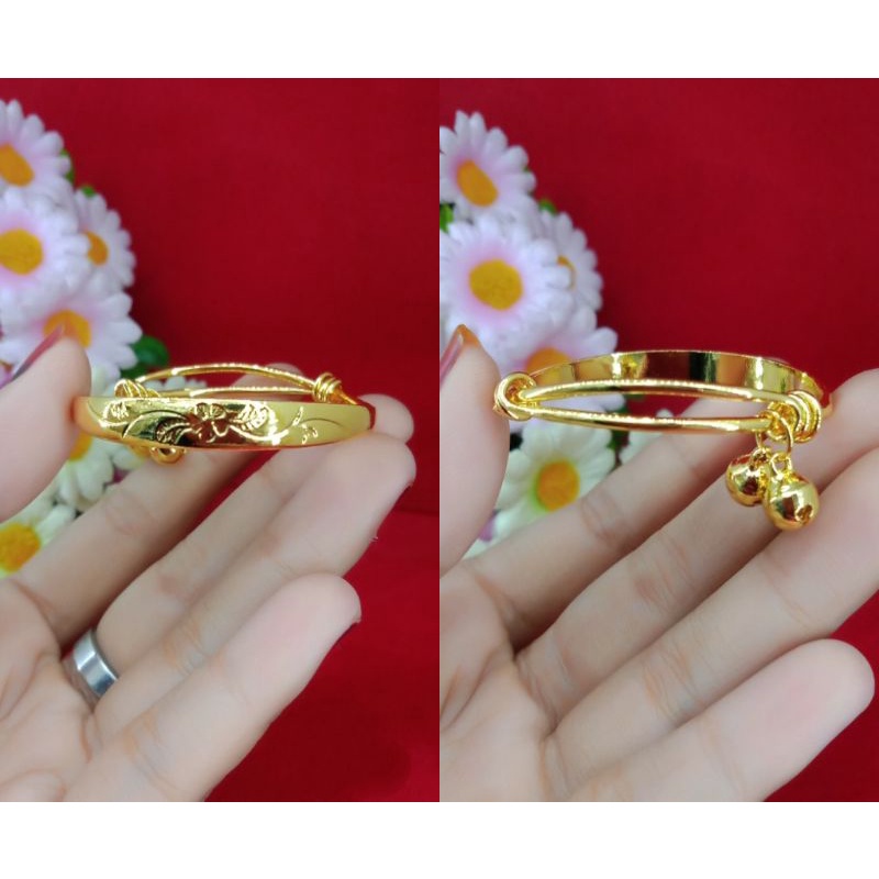 GELANG BAYI KUNING 24K/GELANG ANAK KUNING LAPIS EMAS/GELANG KERINCING BAYI/GELANG TANGAN ANAK