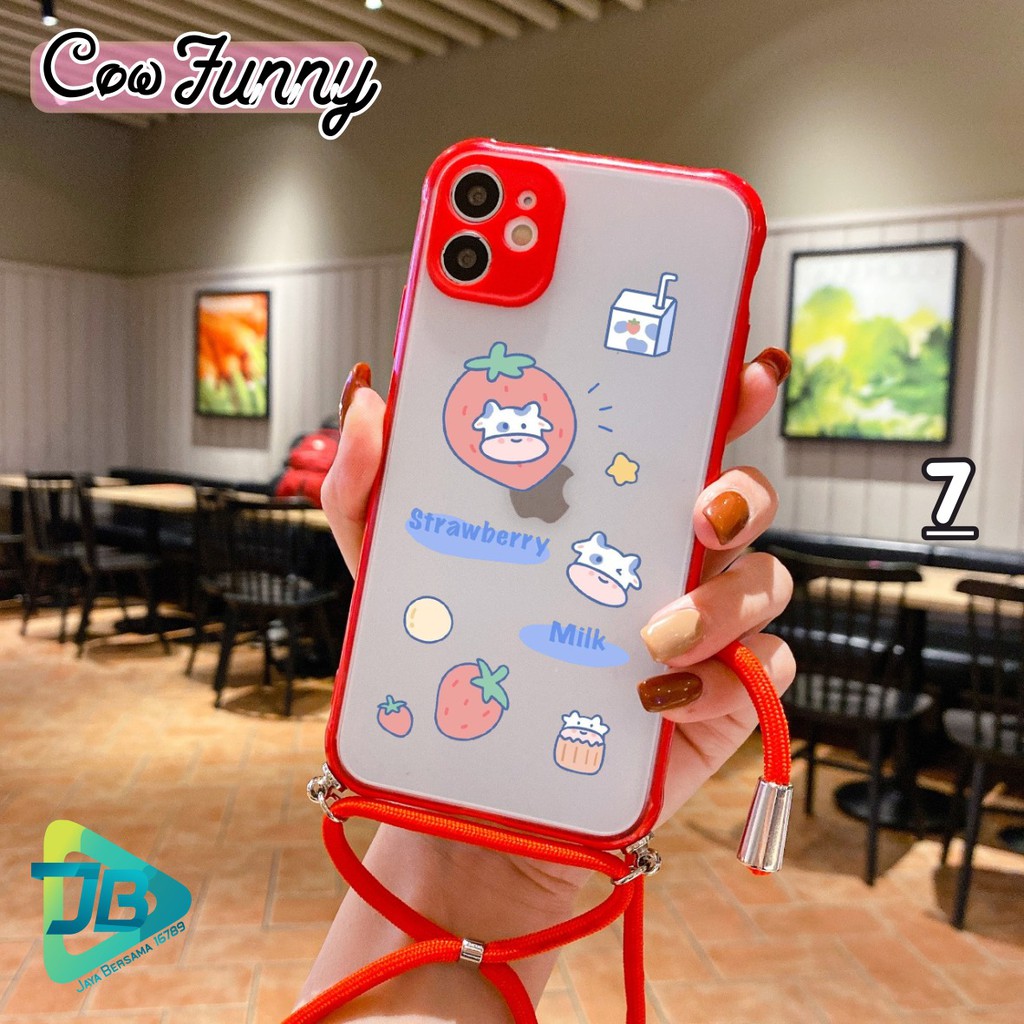 Softcase Slingcase Lanyard Choice COW FUNNY Oppo A53 A59 F1s F5 F11 Reno 2f A91 3 4 4f Pro JB4180