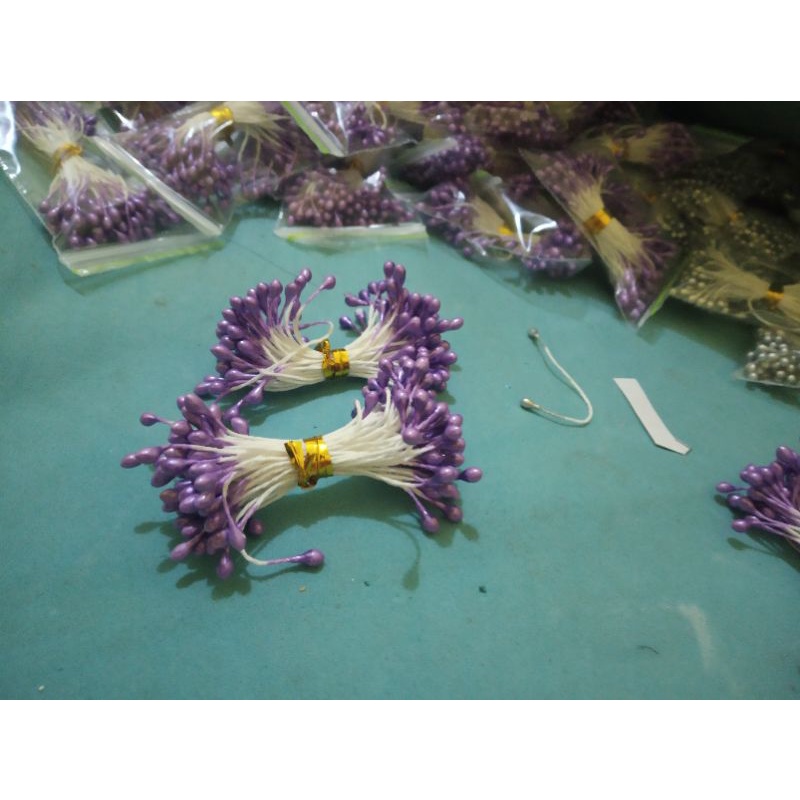 Putik Sari,Putik Bunga Plastik,Putik Biasa/putik sari kain setoking untuk bunga.putik bunga stoking/putik warna warni / putik benang sari