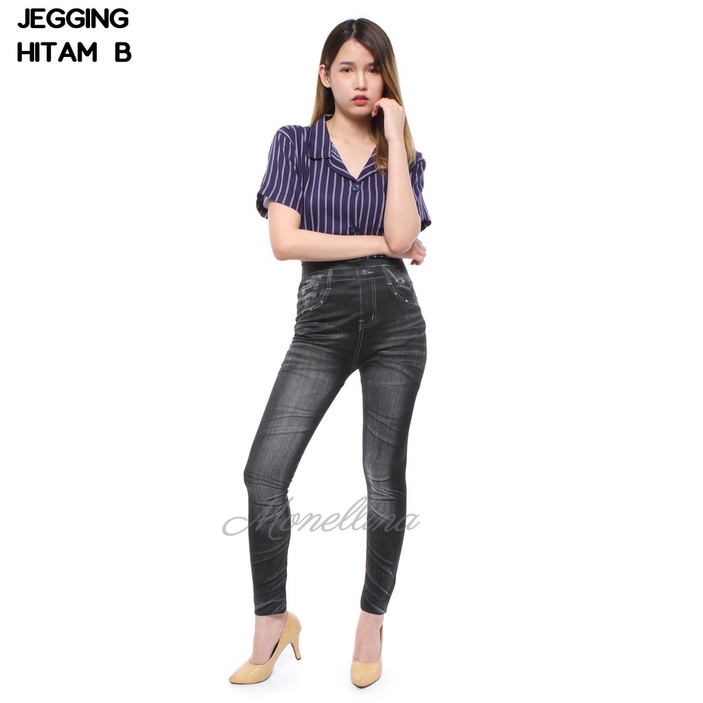 Monellina JEGGING Celana  Legging  Motif Jeans Murah Wanita  