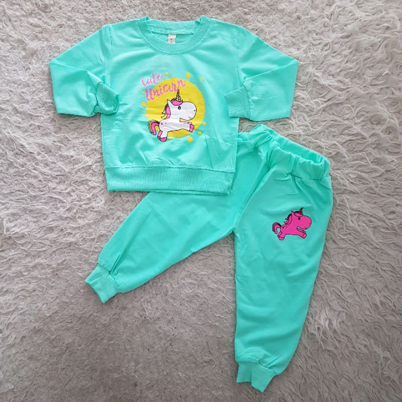 Setelan Anak Perempuan Import Training cute set