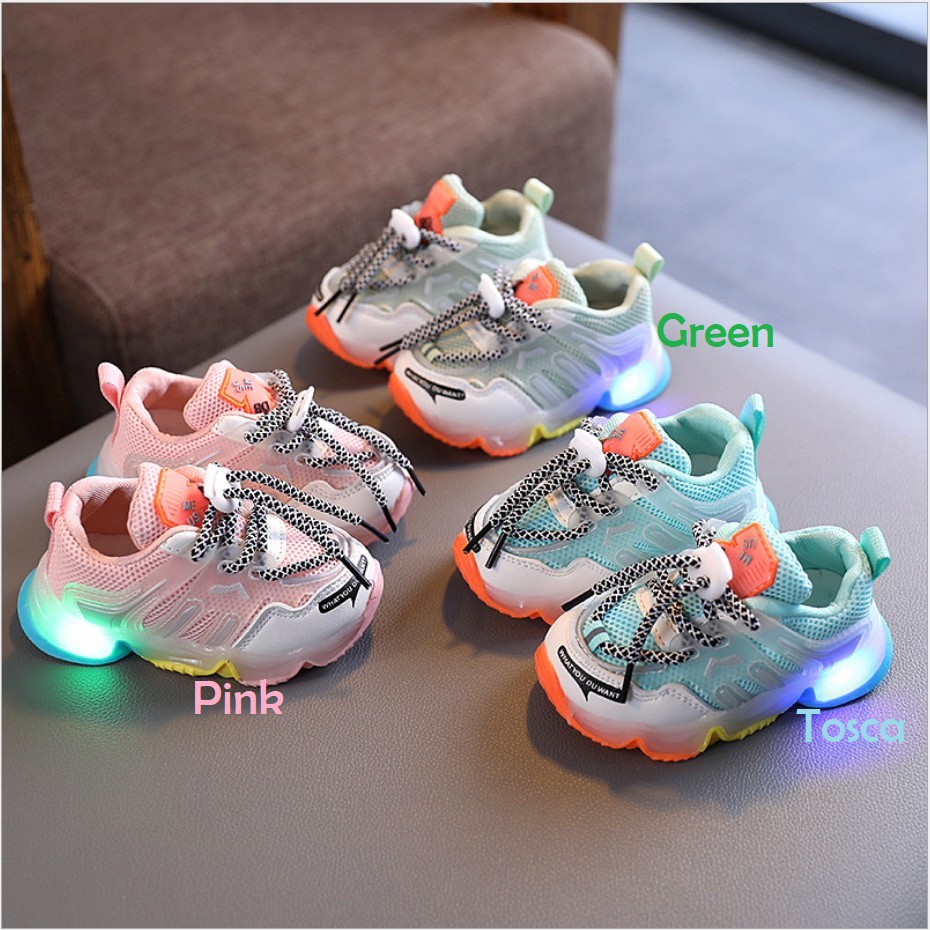 SH20113 Bisa COD Sepatu sneakers anak TK PAUD Bayi 6 bulan sepatu anak LED sepatu sporty untuk baby 6bulan sampai 5tahun untuk sekolah PAUD atau TK Size 21-30