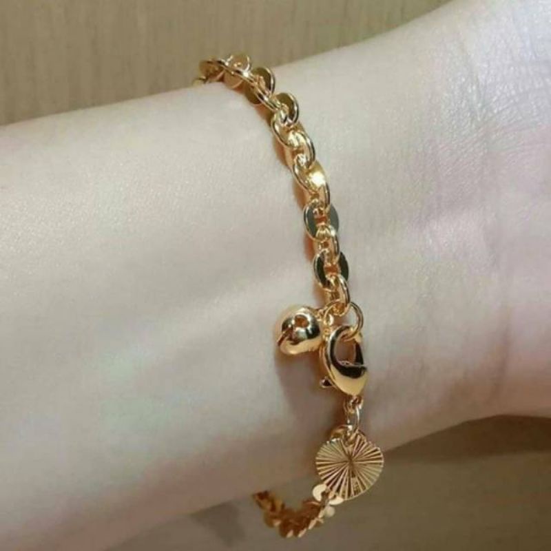 Gelang Tangan Rantai, motif pecah kopi, perhiasan wanita, titanium lapis emas, antikarat dan tahan lama, COD GRATIS ONGKIR