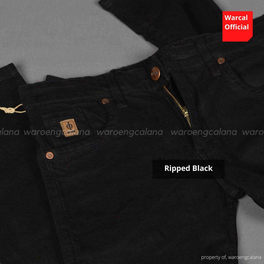 Celana Panjang Jeans Sobek Ripped Black