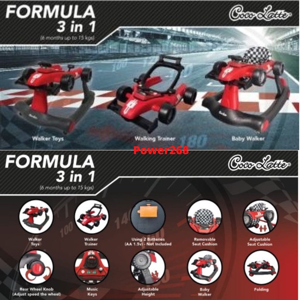 baby walker cocolatte cl 12137 formula 3in1 alat bantu jalan bayi