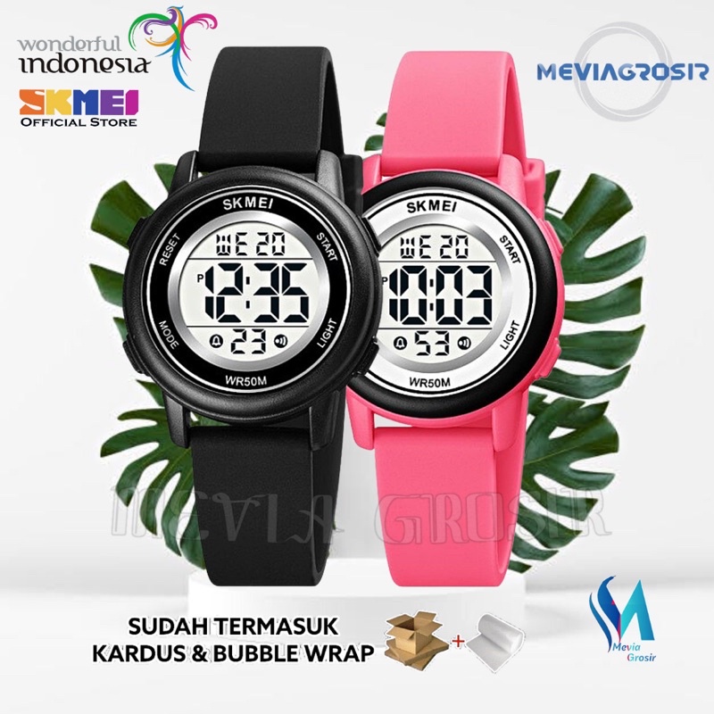 SKMEI 1721 ORIGINAL JAM TANGAN WANITA SKMEI 1721 TRAP RUBBER DIGITAL TAHAN AIR 30M DISPLAY MENAWAN J