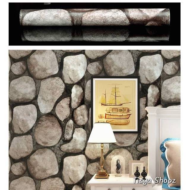 tisyaShopz - WALLPAPER STICKER PANJANG 9 METER, BATU BESAR