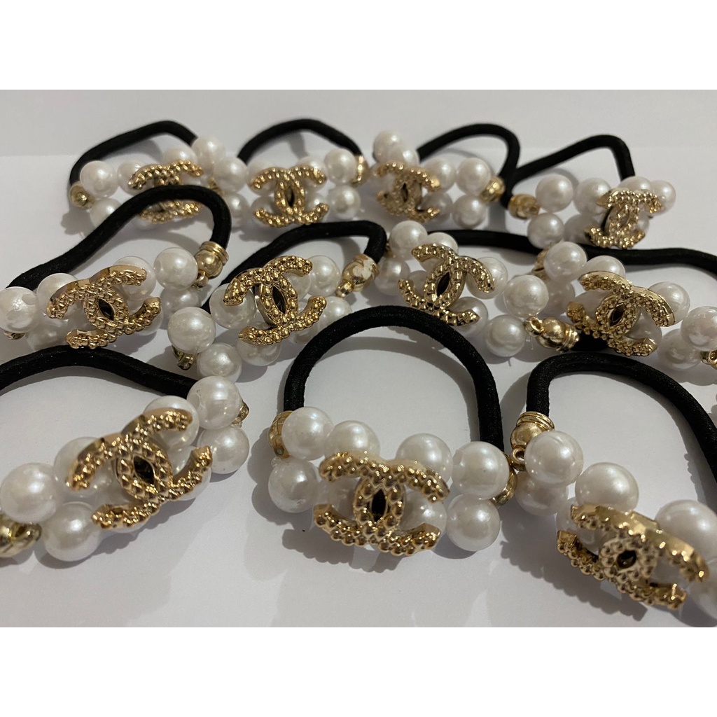 Ikat Rambut Korea Motif Mutiara Spriral Murah