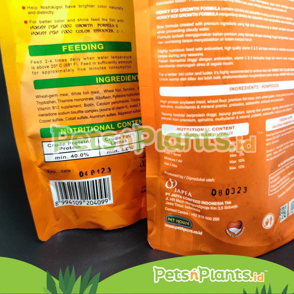 Pelet Pakan Makanan Ikan Koi Hokky Growth Formula Pertumbuhan 1 Kg