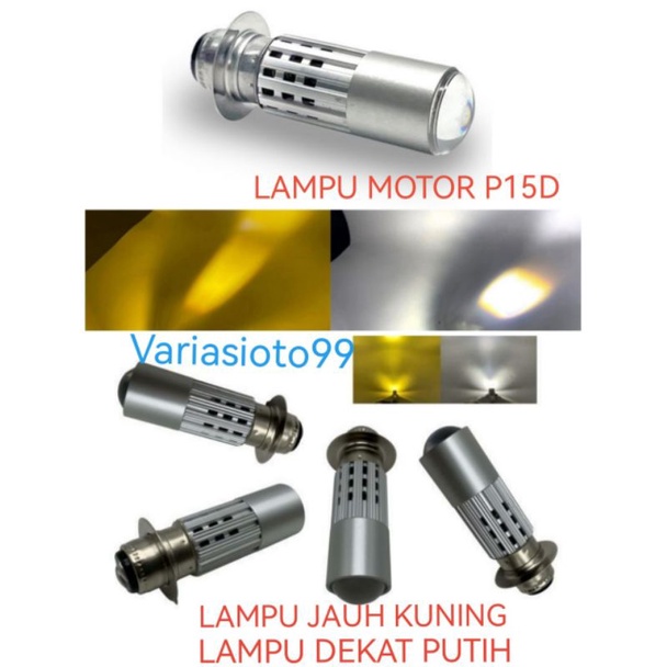 Lampu Motor LED H6 P15D Laser 2 Warna Cahaya Kuning&amp; Putih/ Putih&amp;Kuning