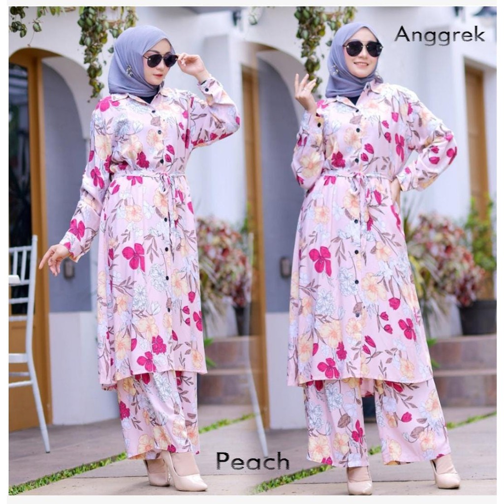 MODEL BARU)SIZE S-M,L,XL/ SETELAN TUNIK ZINNIA/LONG TUNIK RAYON/SET BAJU SETELAN WANITA/SIZE JUMBO