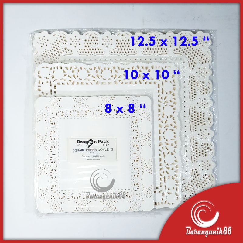 [Square] Kertas Doilies 8x8&quot; Putih Alas Renda Kertas Renda Kotak Doyleys Square 100 lembar