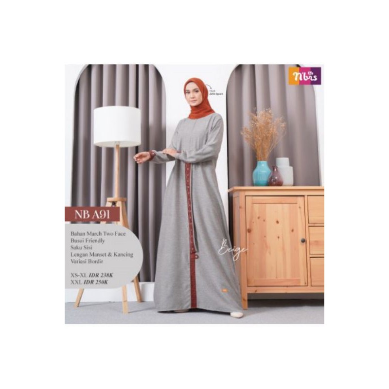 Gamis Nibras Dewasa NB A91 Beige size XS