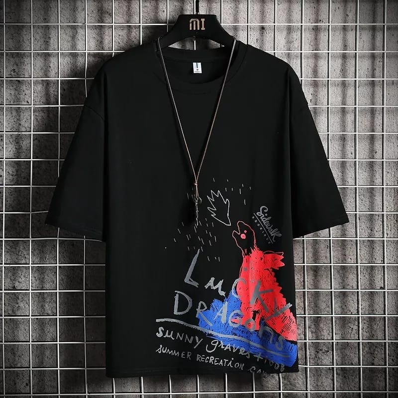 Kaos Pria Distro Kaos Lucky Dragon Pria Dewasa Lengan Pendek Size L &amp; XL