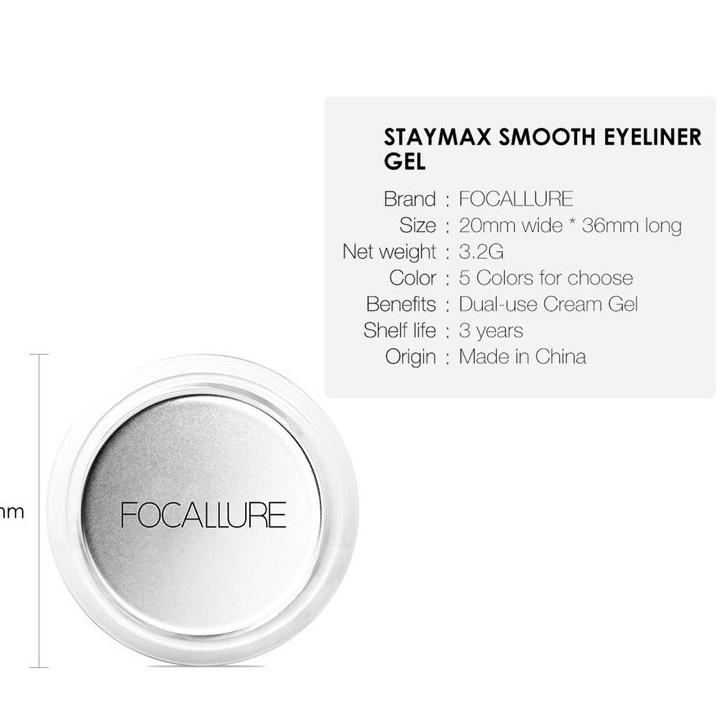 (READY) Focallure Staymax Smooth Eyeliner Gel eyebrow FA135 FA 135 Tahan Lama Waterproof